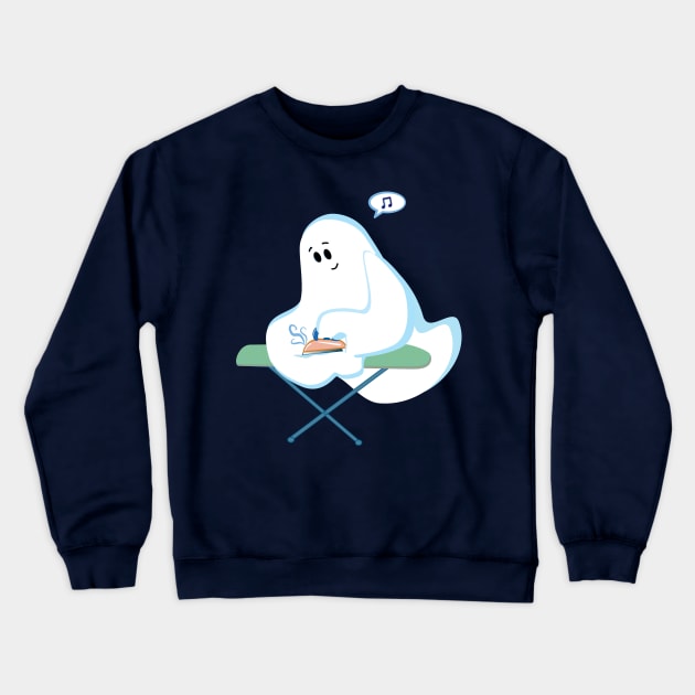 Cute Ghost Irons His Wrinkles For Halloween Crewneck Sweatshirt by brodyquixote